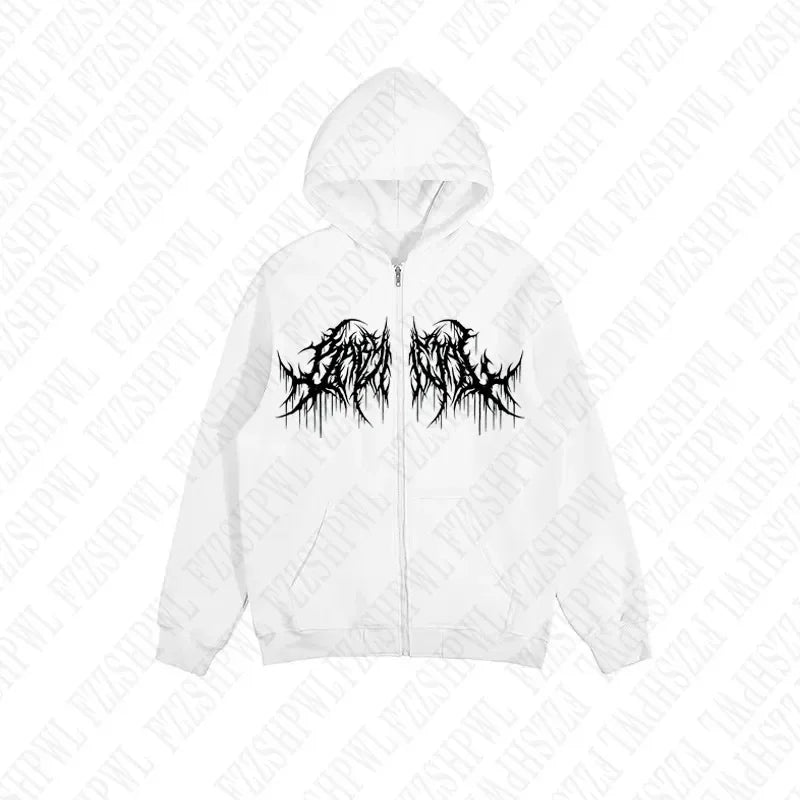 Y2K hoodie, clothes with graphic prints, hip hop style