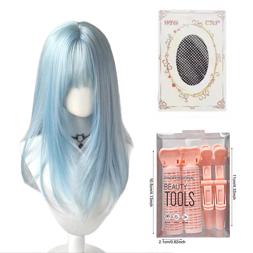 Cosplay Wig with Bangs Middle Long Straight Wig Lolita