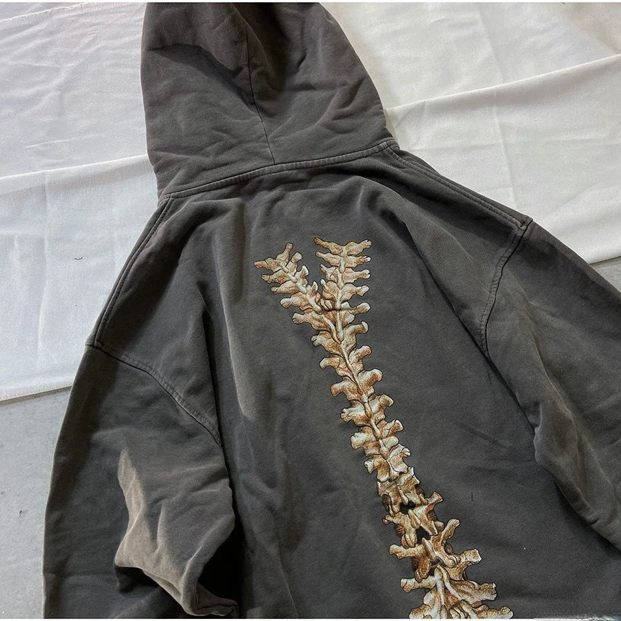 Skeleton Print Bones Zip Hoodie
