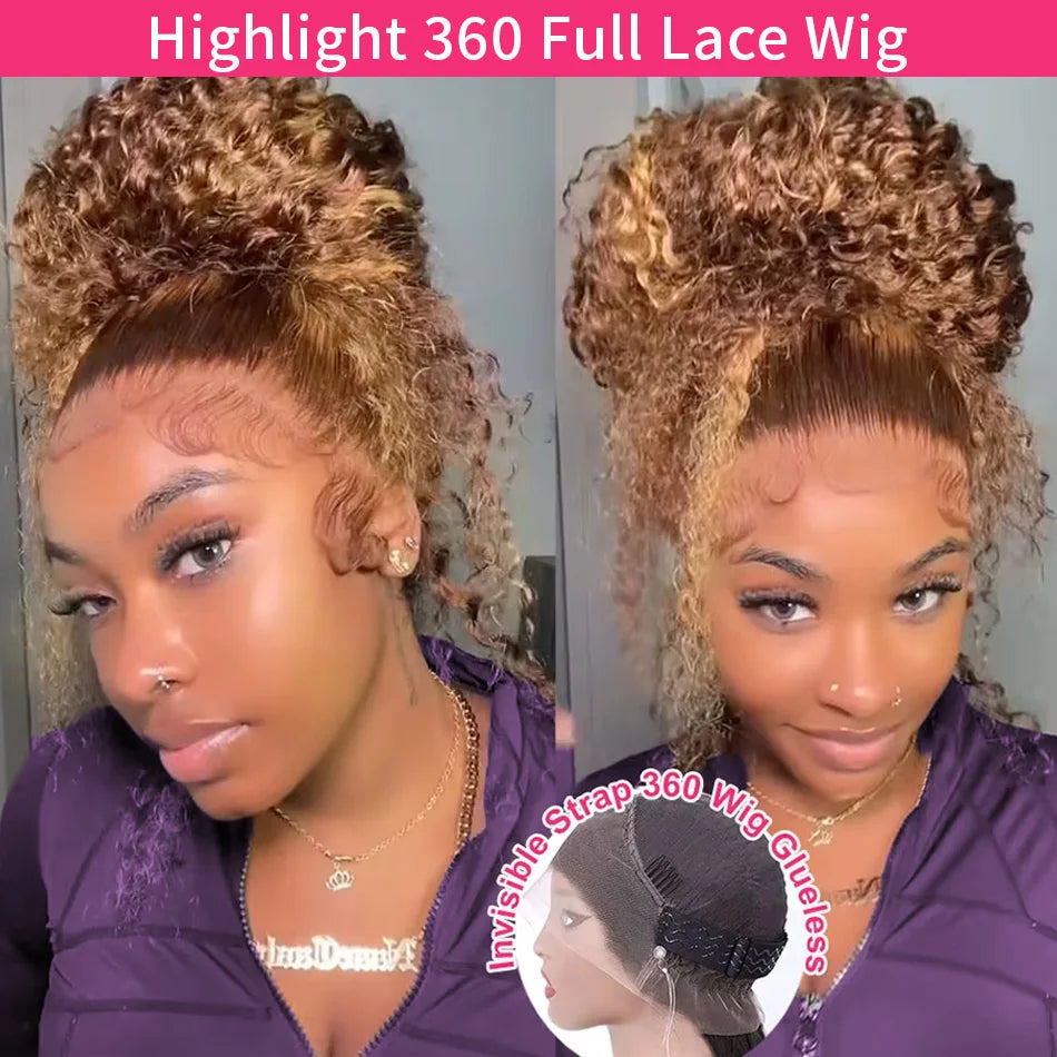 Highlight 360 Full Lace Wig Human Hair Pre Plucked Hd Deep Wave