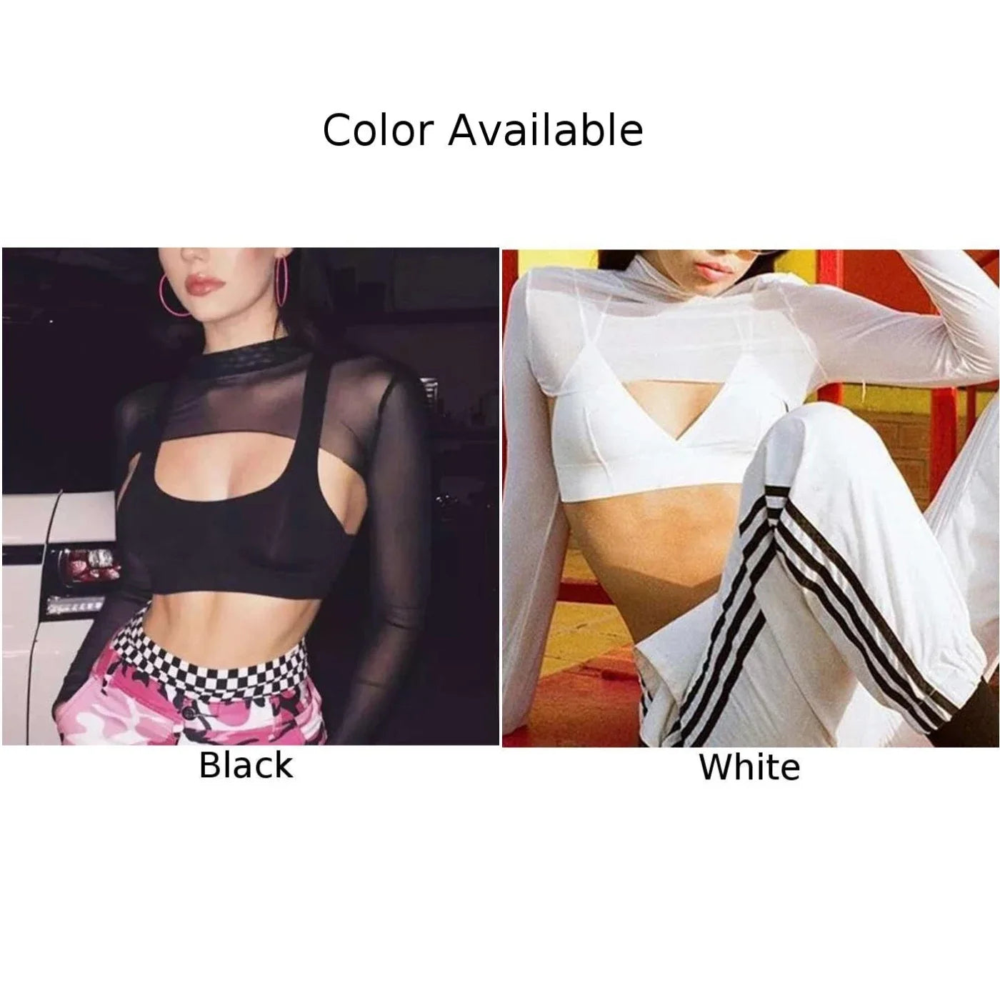 Sexy See Through Punk T-shirt Super Crop Top