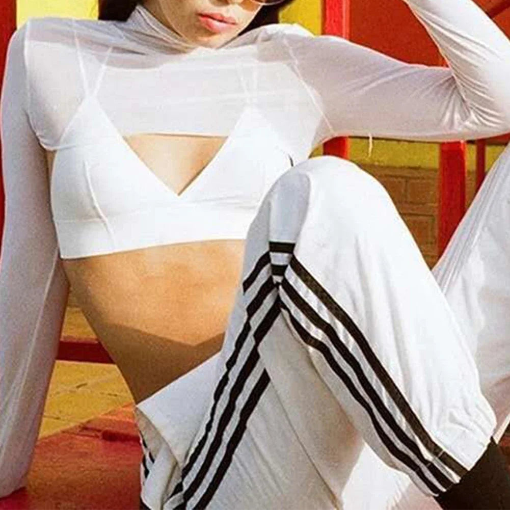 Sexy See Through Punk T-shirt Super Crop Top
