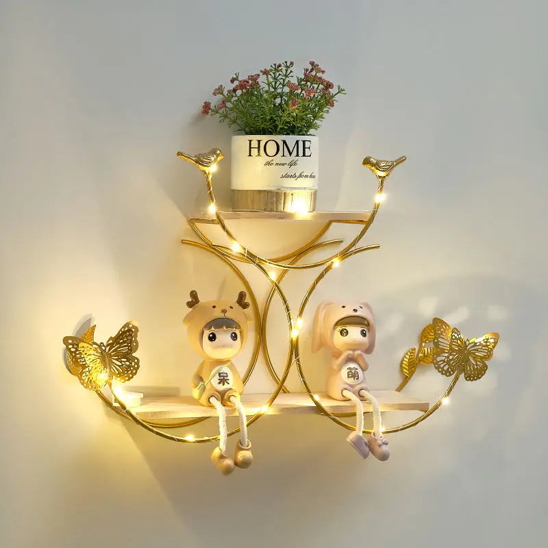 Luminous Wall Shelf Organizers Storage Living Room Bedroom Shelves Wall Decoration Hanging Display Stand Racks Home Decor