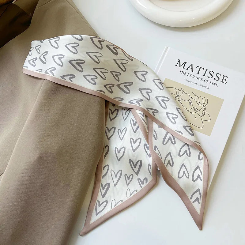 Fashion Printing Silk Hair Scarf for Women Chiffon Long Ribbon Ponytail Ties Headbands Hair Accessories