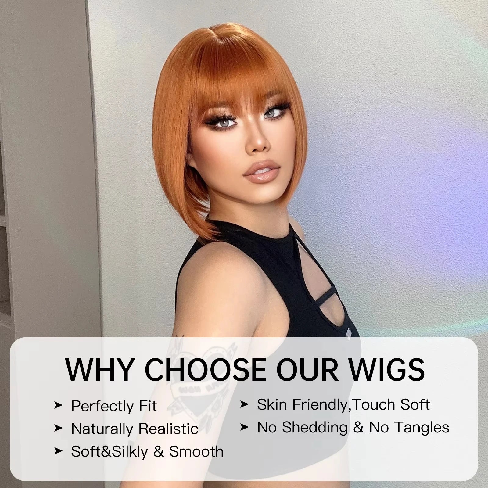 Orange bob hairstyle synthetic wig