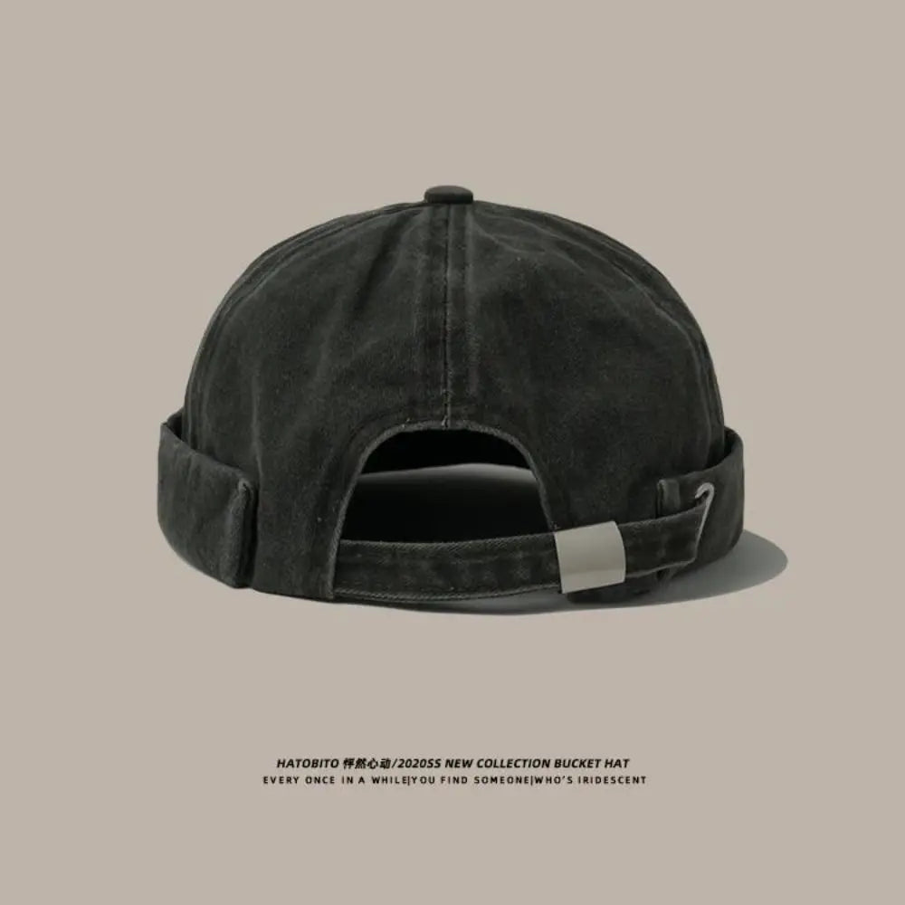 Washed Denim Brimless Cap Retro Vintage