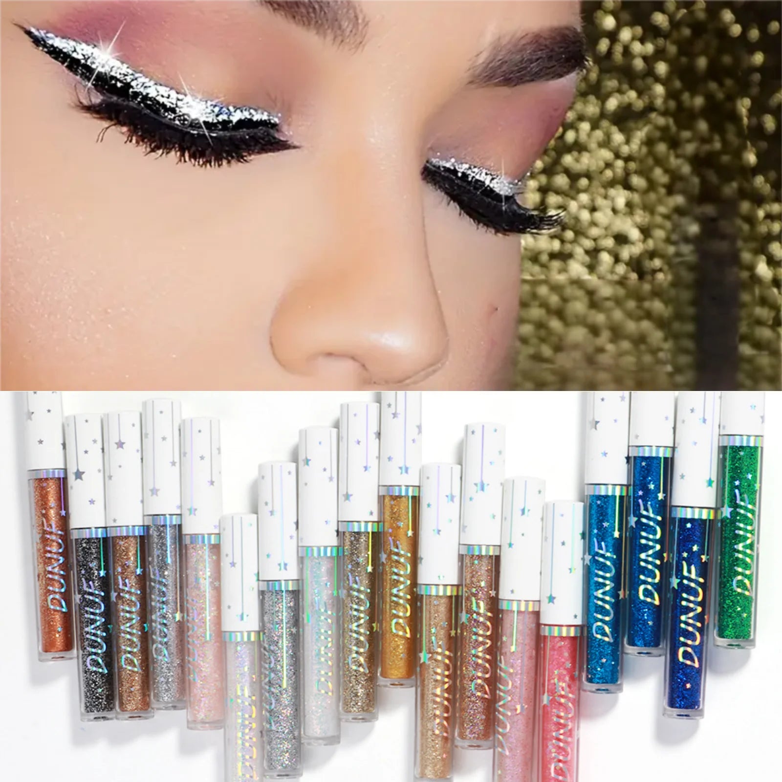 1PC Glittering Liquid Eyeliner and Eyeshadow, Smooth, Shimmering, Brightening, Waterproof,Suitable for Festivals/carnivals/party