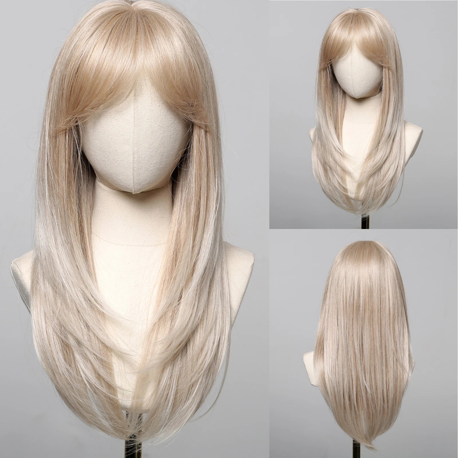 Light Wine Red Synthetic Wigs With Bangs