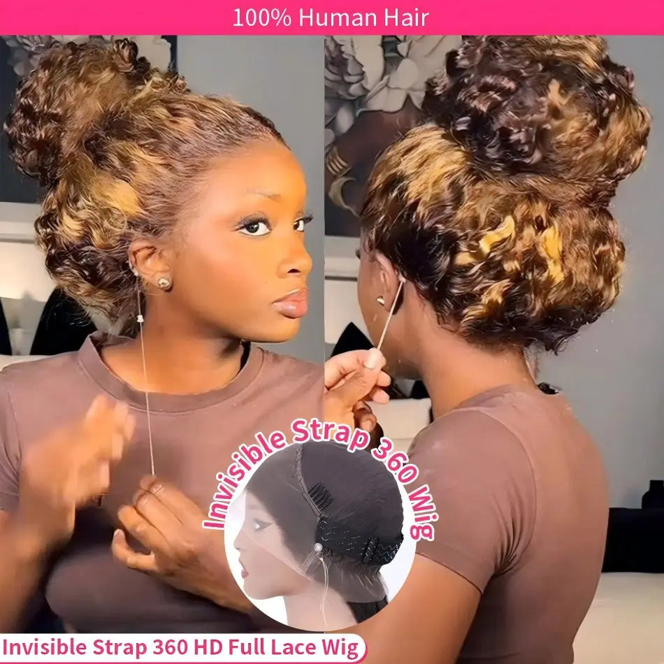 Highlight 360 Full Lace Wig Human Hair Pre Plucked Hd Deep Wave