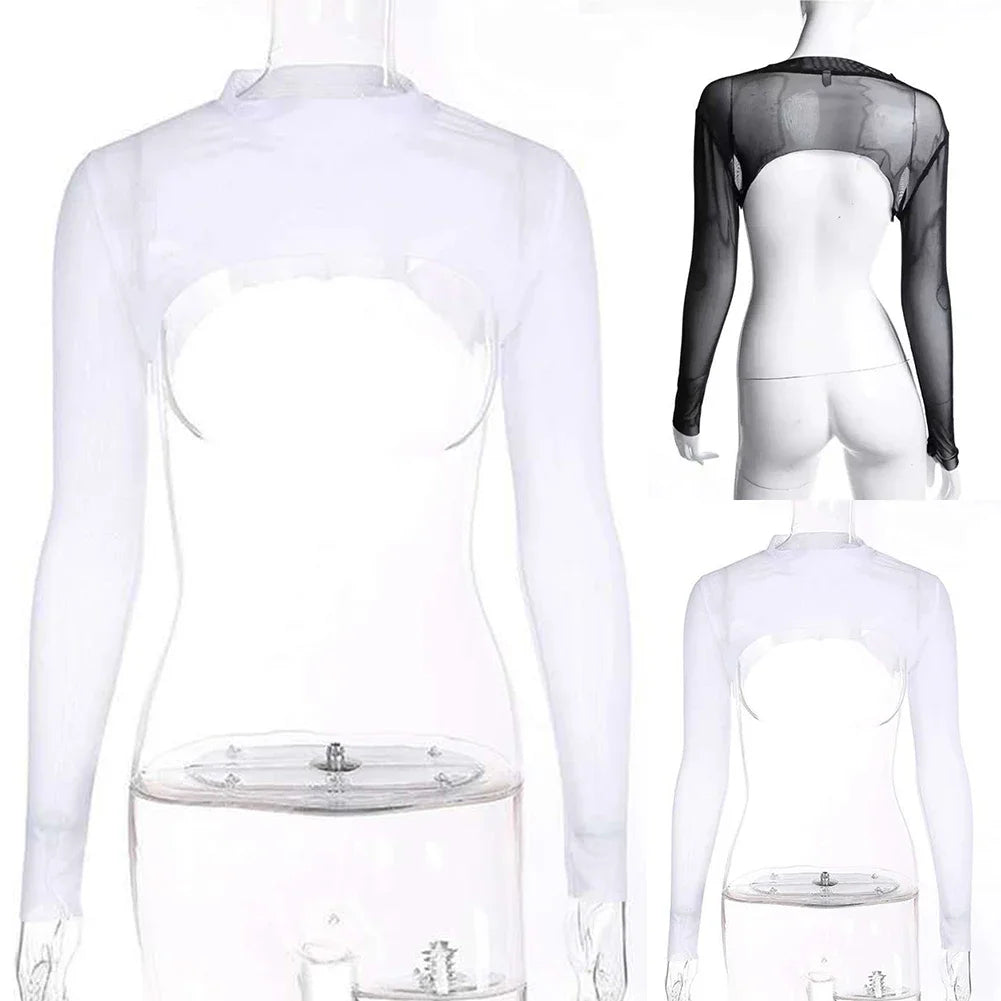 Sexy See Through Punk T-shirt Super Crop Top