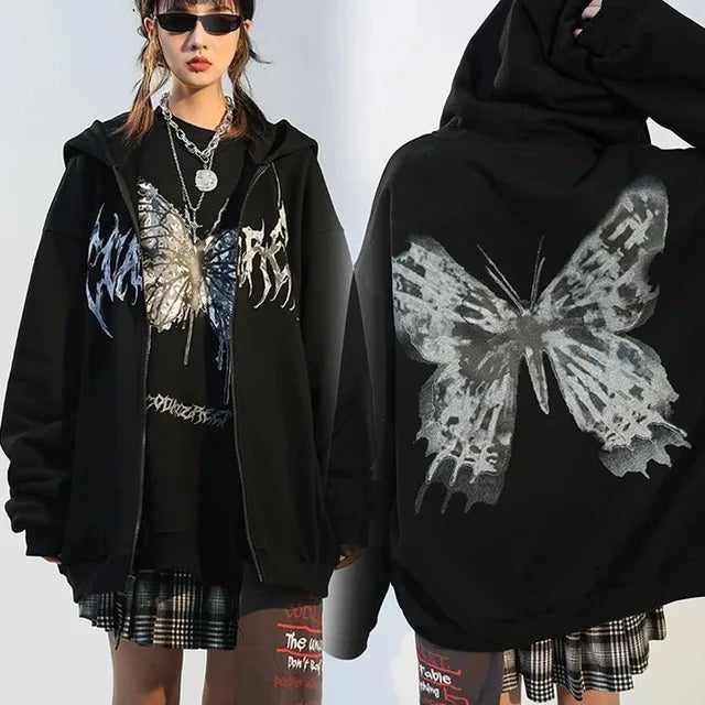 Skeleton Print Bones Zip Hoodie