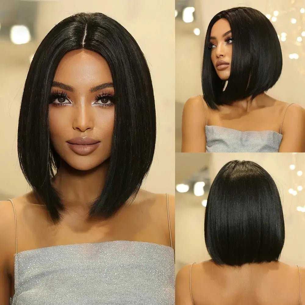 Orange bob hairstyle synthetic wig