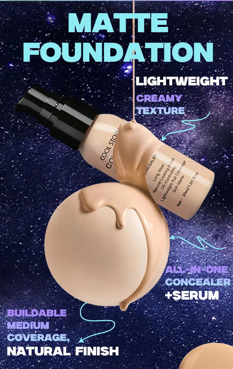 10 Shade Full Coverage Concealer Liquid Foundation makeup high coverage Base makeup  Foundation cream Natural Matte