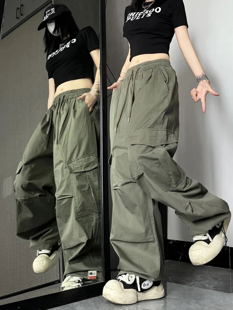 Y2k  Cargo Pants American Hop High Waist Wide Leg