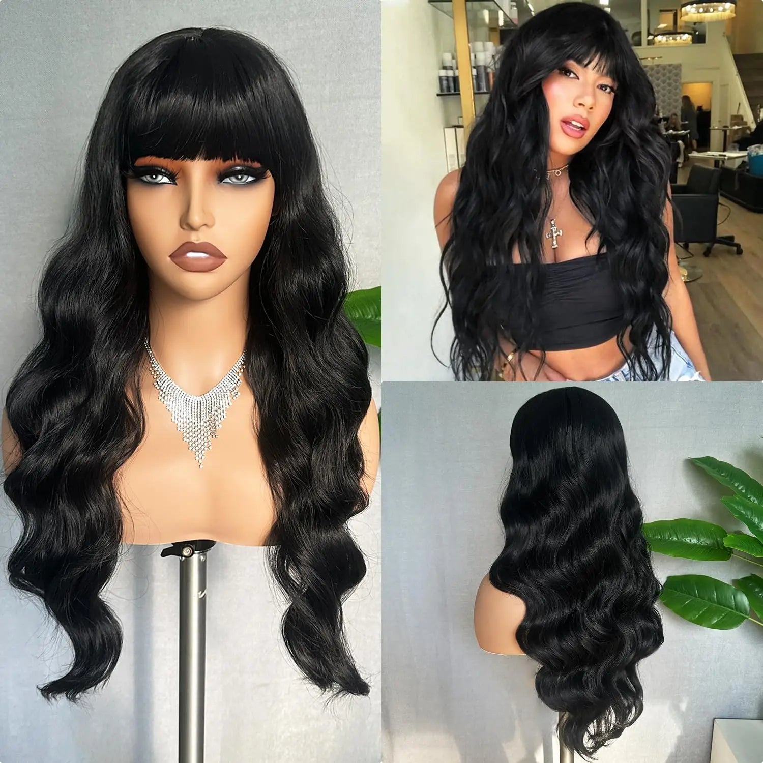 Peruvian Human Hair Wig With Bangs