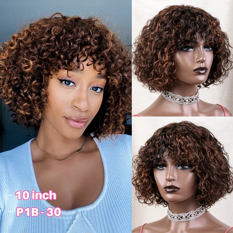 Jerry Curly Short Pixie Bob Cut Human Hair Wigs