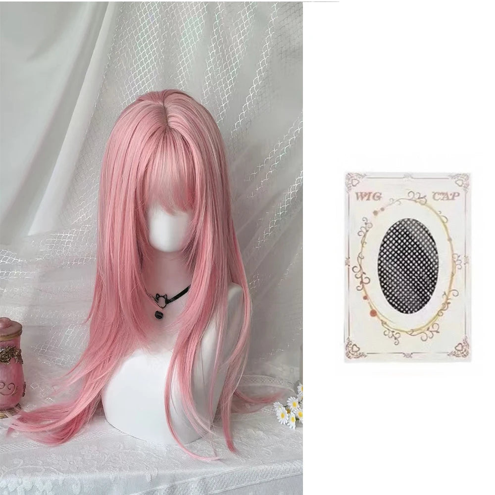 Cosplay Wig with Bangs Middle Long Straight Wig Lolita