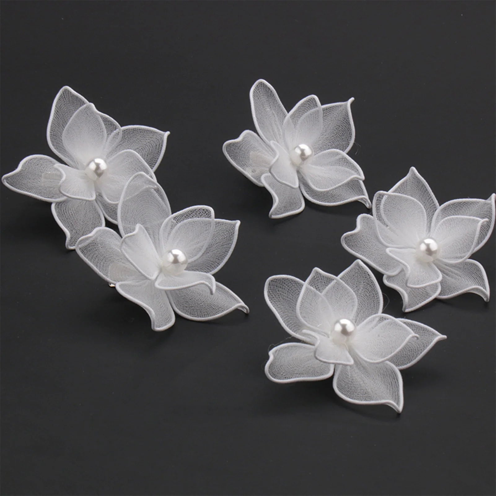 White Floral Hair Clip Wedding Hair Accessories For Women Pearl Fabrics Hairpin Barrettes Bride Tiaras Prom Hair Jewelry Gifts