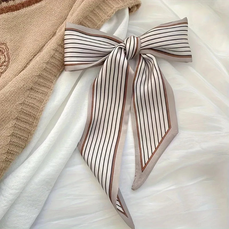 Fashion Printing Silk Hair Scarf for Women Chiffon Long Ribbon Ponytail Ties Headbands Hair Accessories