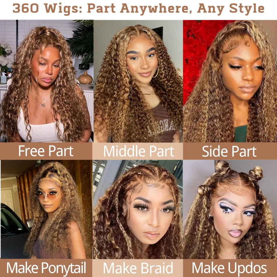 Highlight 360 Full Lace Wig Human Hair Pre Plucked Hd Deep Wave