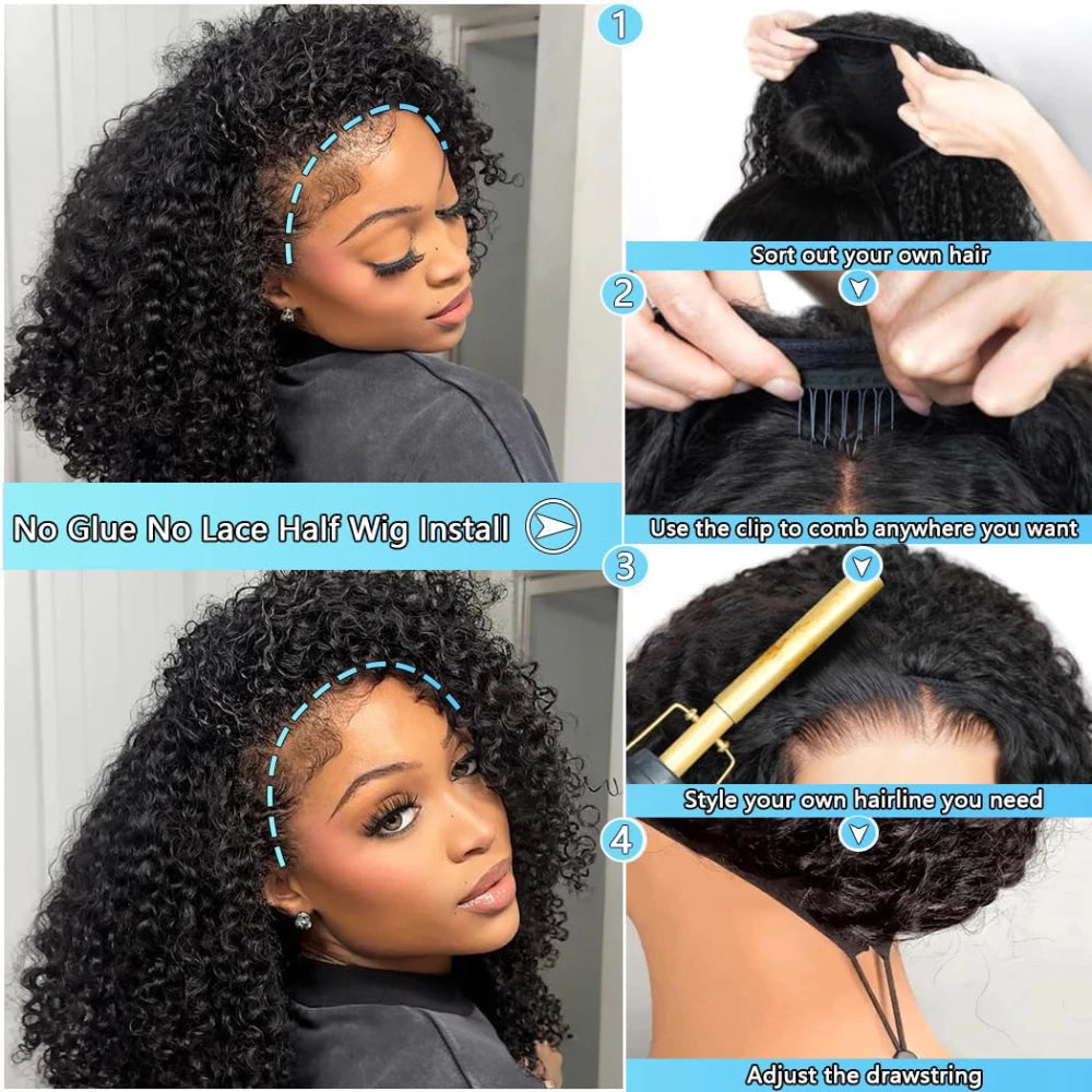 Half Wig 200% Density Remy Hair Headband Wig