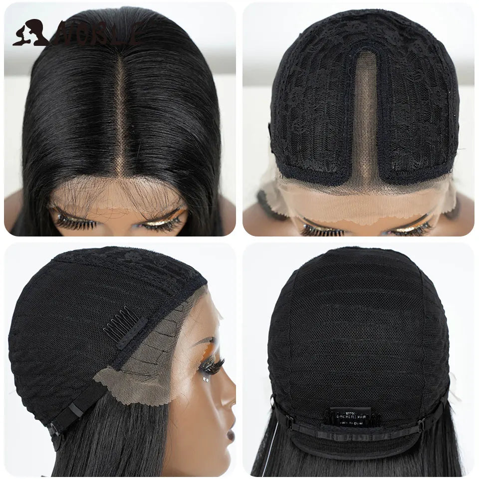 Noble Synthetic Lace Front Wig Straight Baby Hair Black Bob Wigs