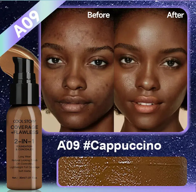 10 Shade Full Coverage Concealer Liquid Foundation makeup high coverage Base makeup  Foundation cream Natural Matte