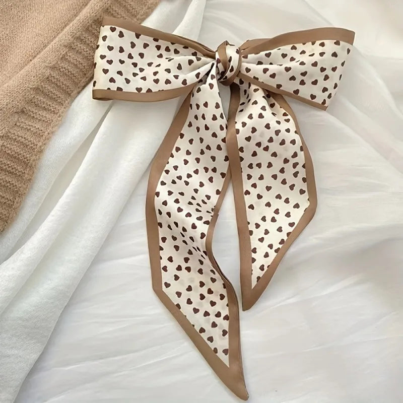 Fashion Printing Silk Hair Scarf for Women Chiffon Long Ribbon Ponytail Ties Headbands Hair Accessories