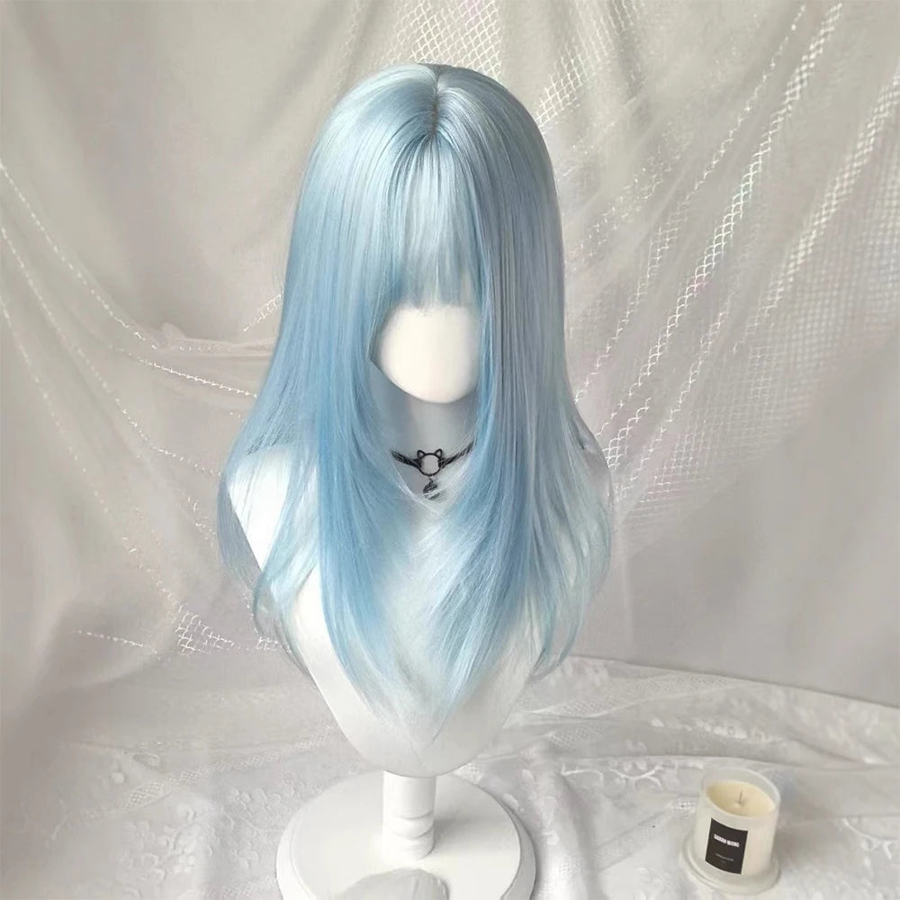 Cosplay Wig with Bangs Middle Long Straight Wig Lolita
