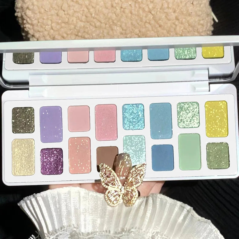 16 Color Eyeshadow Palette Series- Matte Shimmer Nude & Glitter Tones, Professional Long Lasting Eye Makeup for Party Daily Use