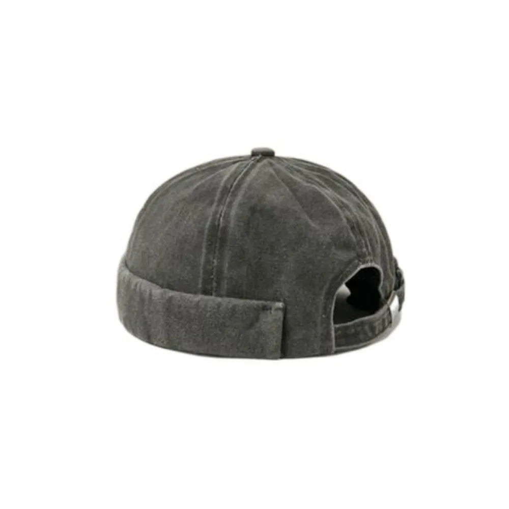 Washed Denim Brimless Cap Retro Vintage