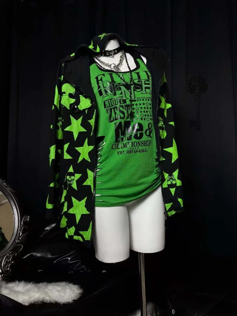 retro green Skull Star