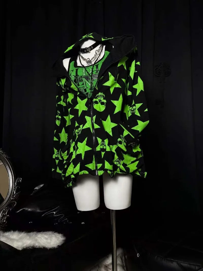 retro green Skull Star