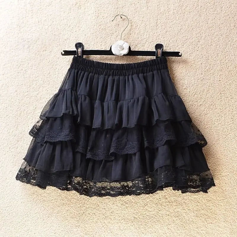 Short skirt white lace cake skirt