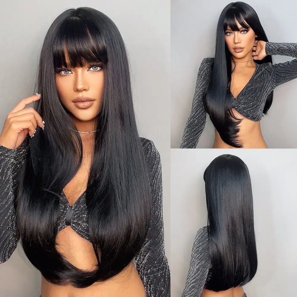 Light Wine Red Synthetic Wigs With Bangs