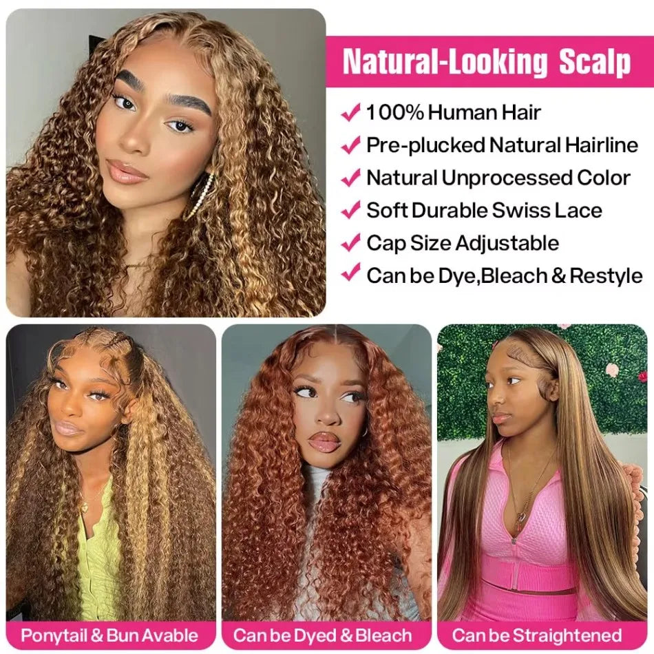 Highlight 360 Full Lace Wig Human Hair Pre Plucked Hd Deep Wave