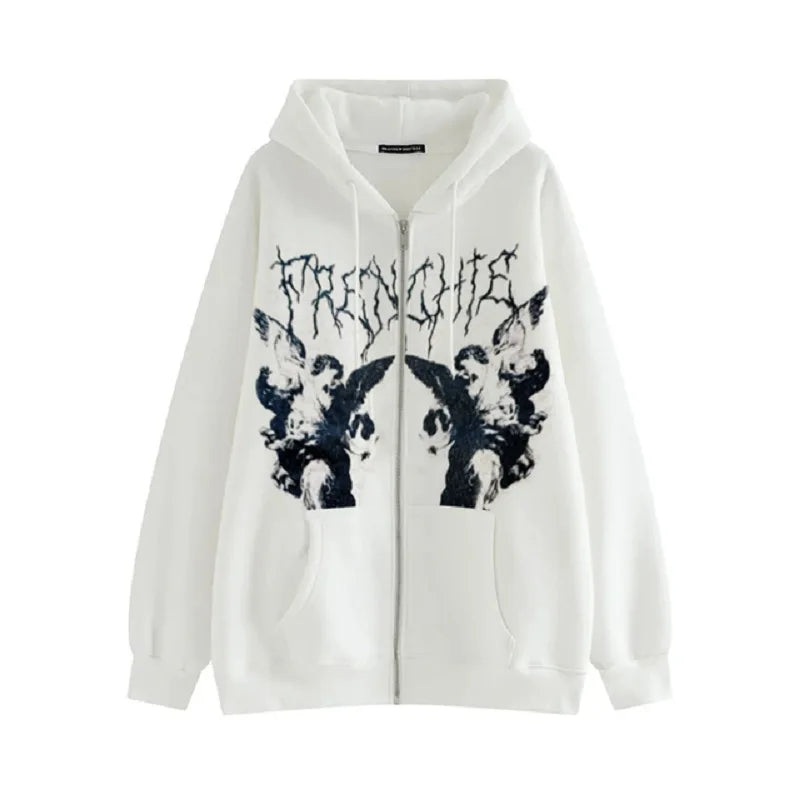 Skeleton Print Bones Zip Hoodie